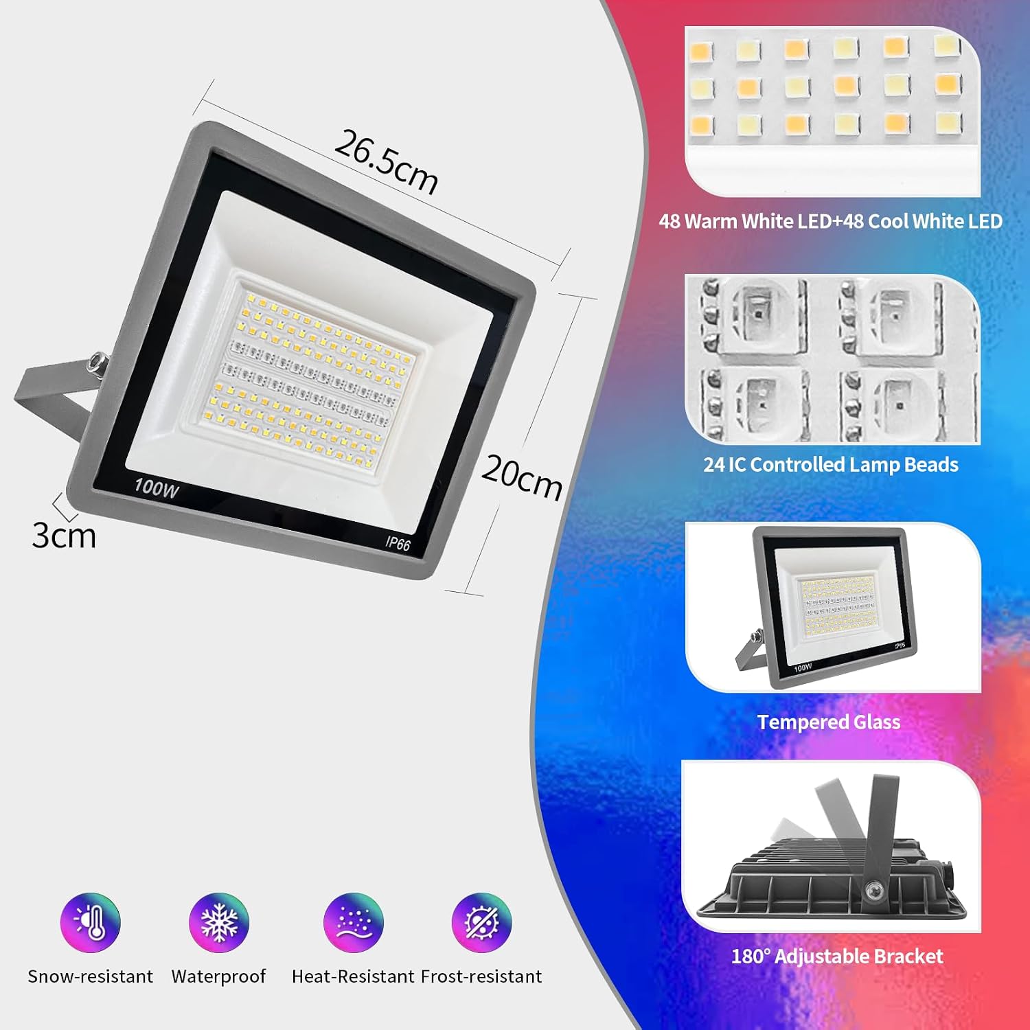 Reflektor LED RGB 50W – Inteligentne Oświetlenie RGBCW