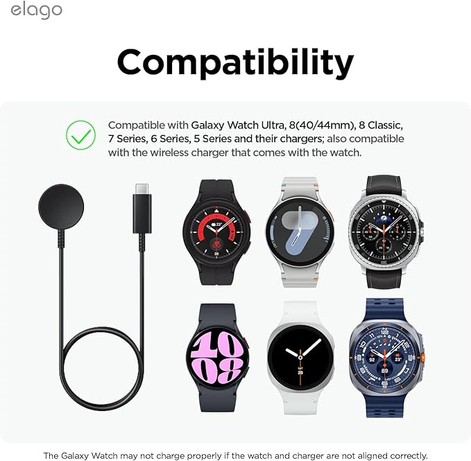 Elago GW2 Stojak na Ładowarkę Samsung Galaxy Watch 7/7 Ultra/6/6 Classic/5/5 Pro – Silikon, Tryb Nocny