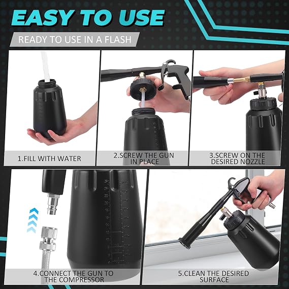 Pistolet pneumatyczny do czyszczenia samochodu 2w1 – zbiornik 1L, technologia wirowa