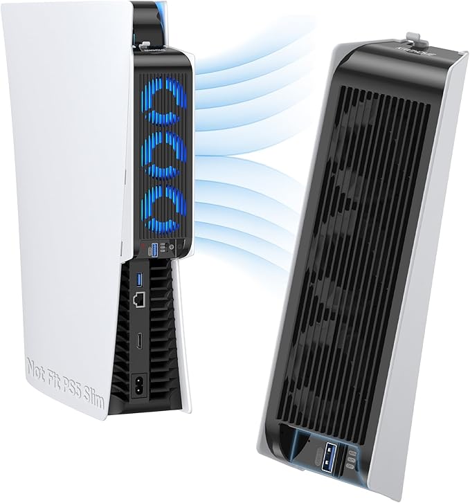 Wentylator chłodzący LED do PS5 – 3 wentylatory, USB 3.0, Plug & Play