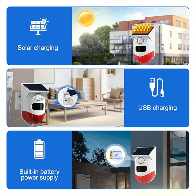Wireless Solar Siren with Motion Sensor 120dB – Tuya Smart Life WiFi