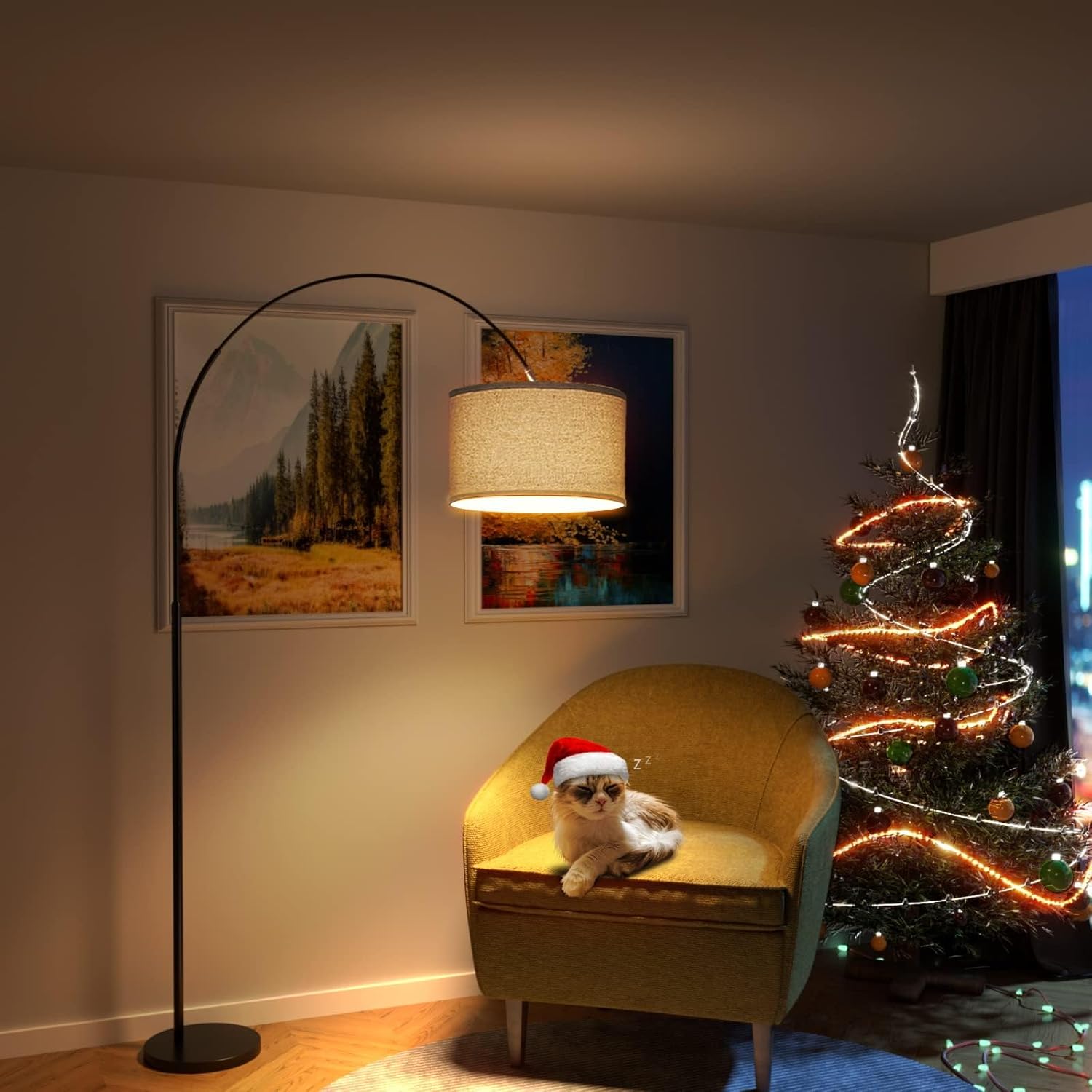 Telescopic arc floor lamp – 165–180 cm, 330° rotation, E27, foot switch