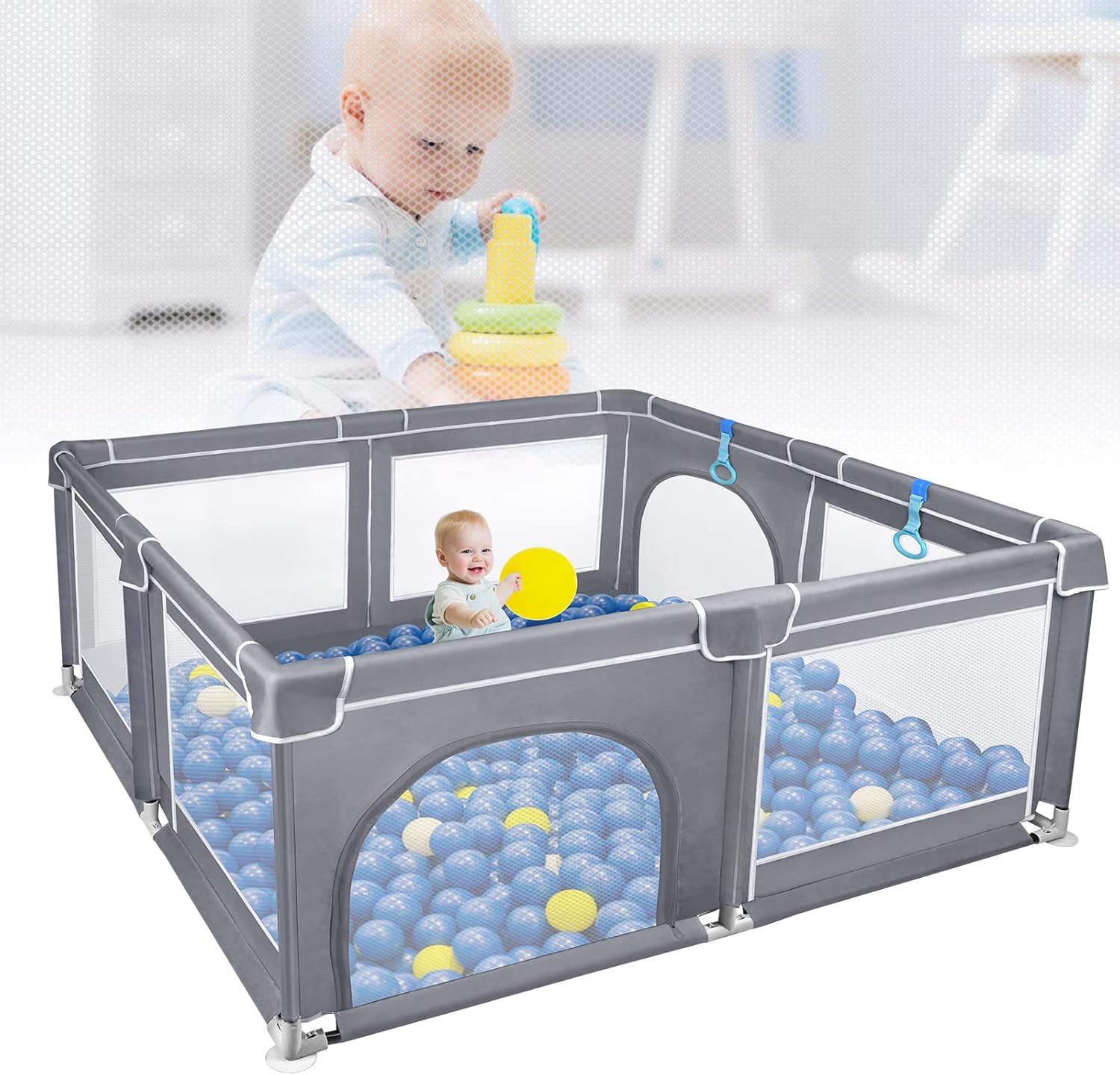 Children's playpen 200×180×68 cm – Oxford fabric, Ø25 mm steel tube, 6 months – 6 years