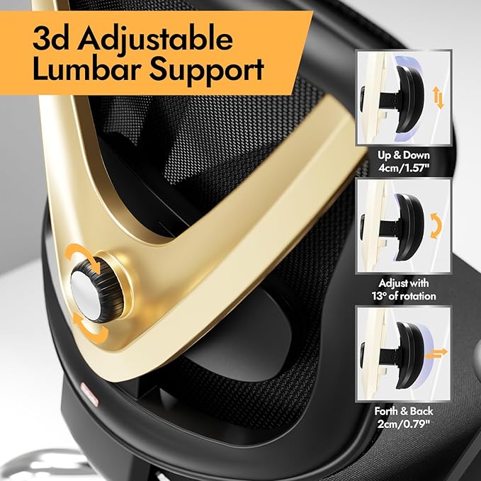 Ergonomic office chair with 3D lumbar support
