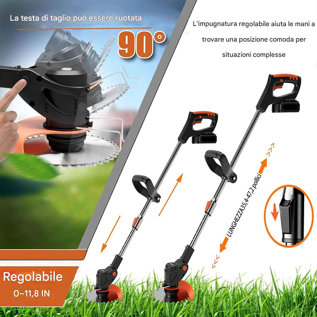 Podkaszarka Akumulatorowa 3w1 – 2x Akumulator, Głowica 90°, 2,5 kg