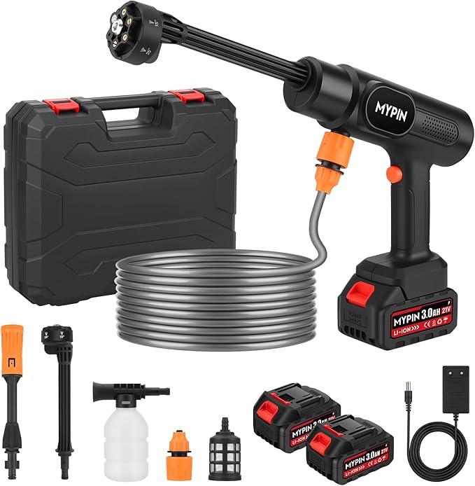 Myjka ciśnieniowa bezprzewodowa 600 PSI – 2 akumulatory, zestaw akcesoriów 6w1