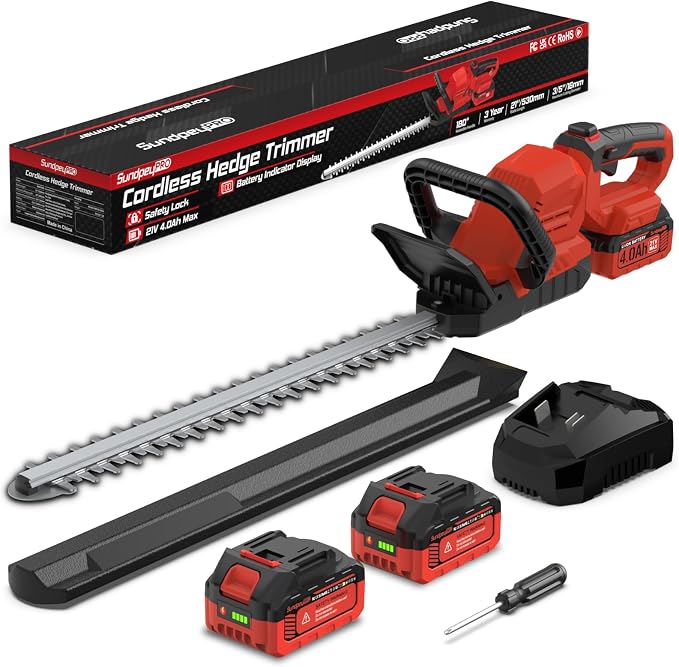 Nożyce do żywopłotu Sundpey PRO 21V – bezszczotkowe, akumulatorowe, 53cm
