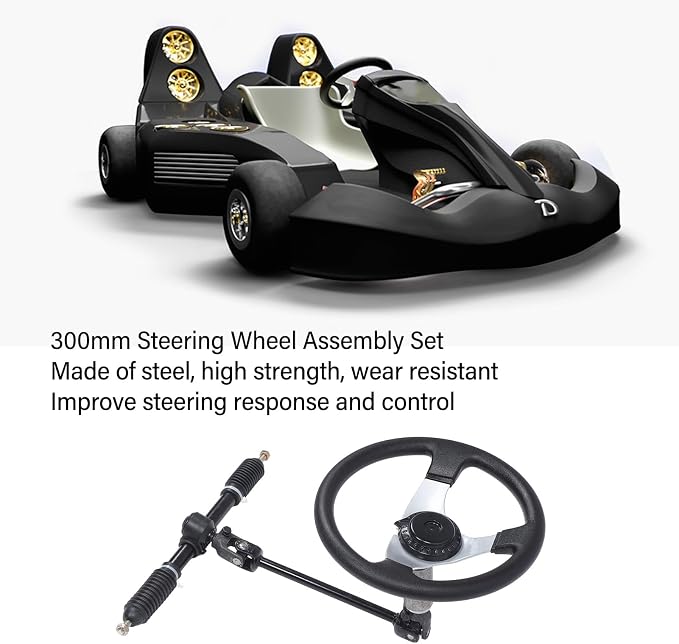 Zestaw kierownicy 300mm stal dobra regulacja dla wózka golfowego gokart UTV