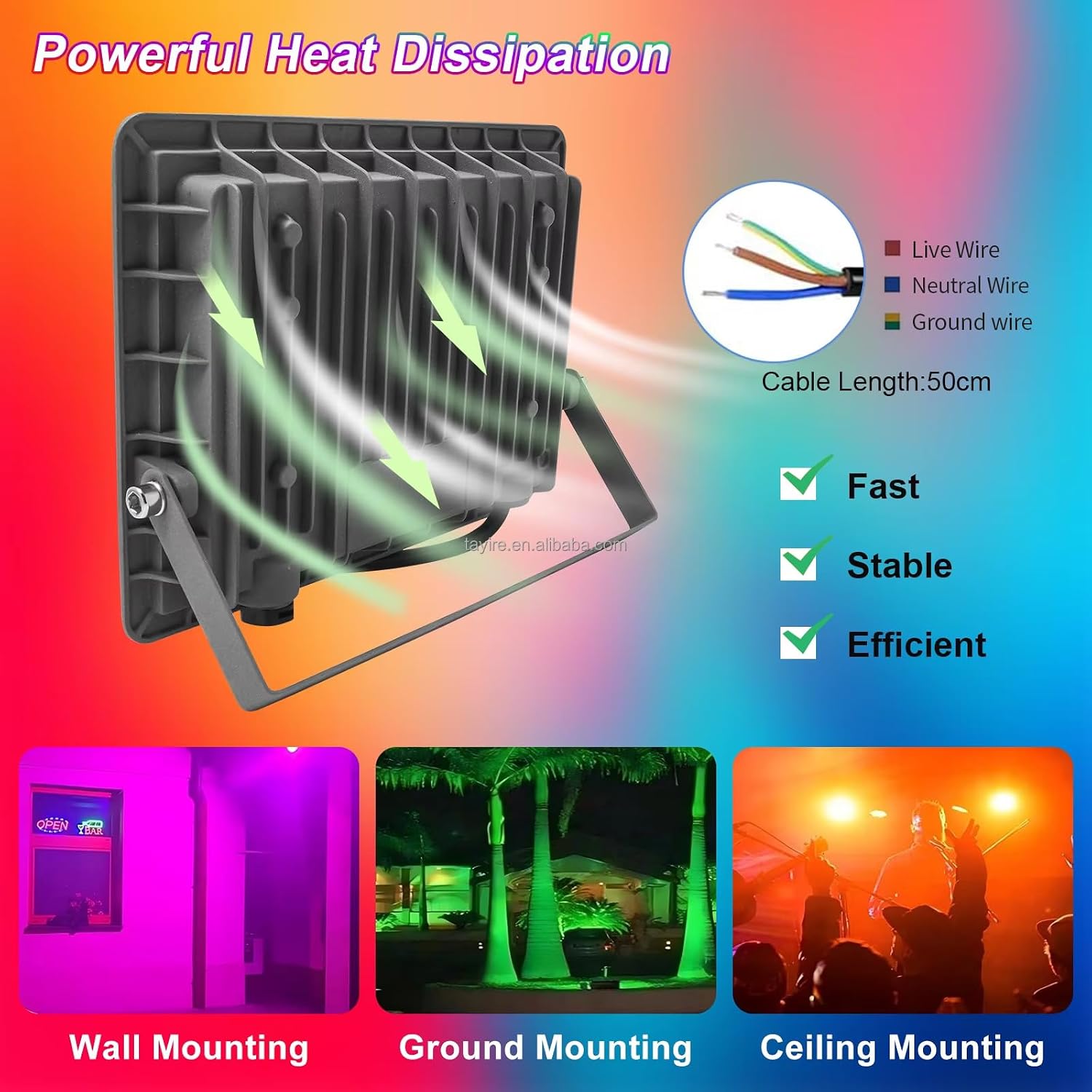 Reflektor LED RGB 50W – Inteligentne Oświetlenie RGBCW