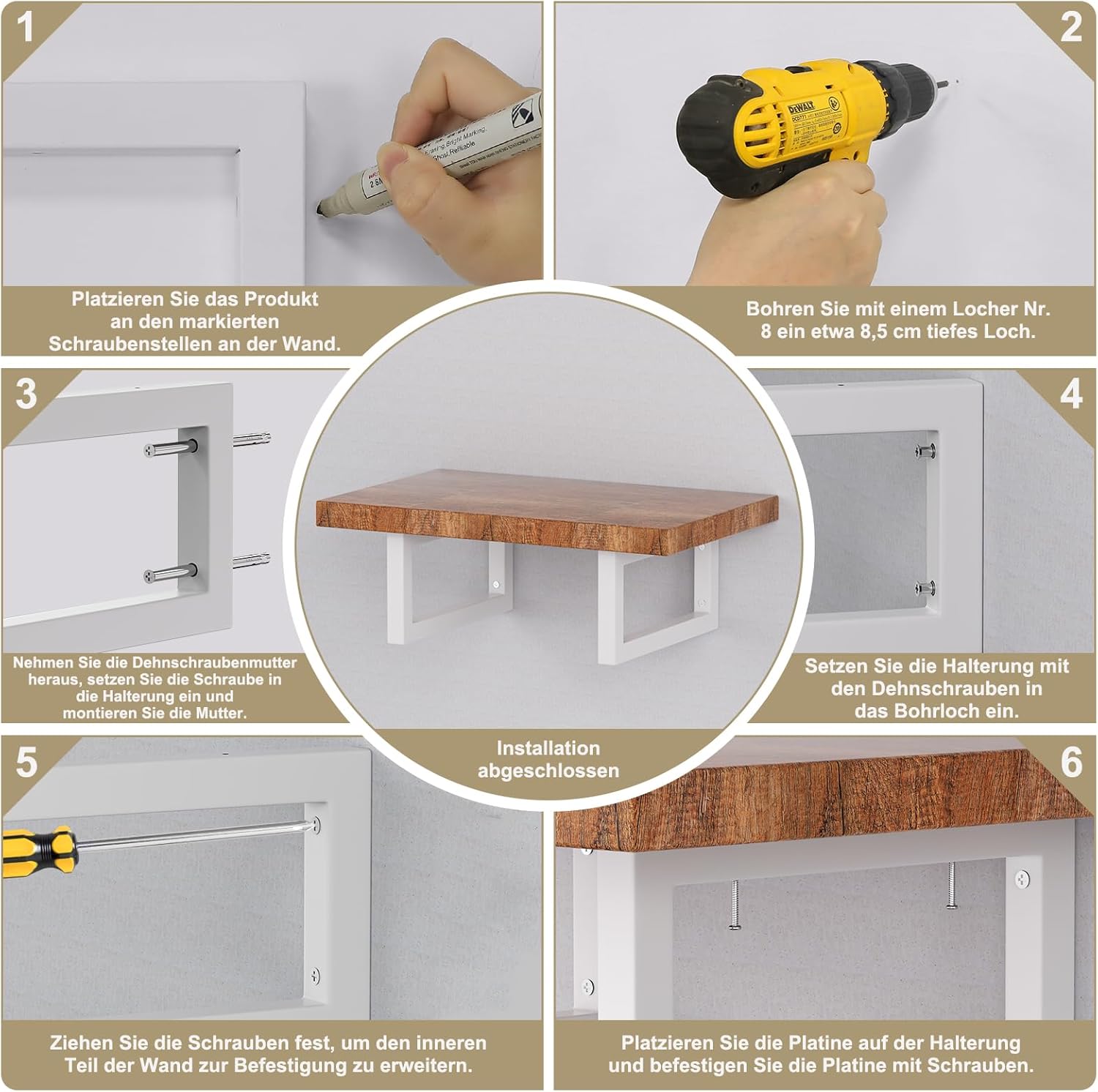 Wall Brackets for Washbasin 30 cm – Set of 4