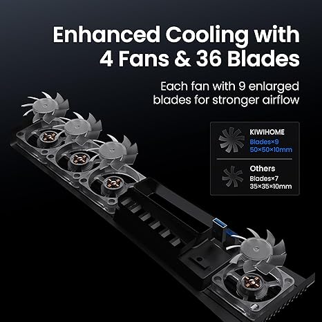 KIWIHOME Cooling Fan for PS5 – LED, Auto Speed Control, USB 3.0 Hub, White (Old Version PS5)