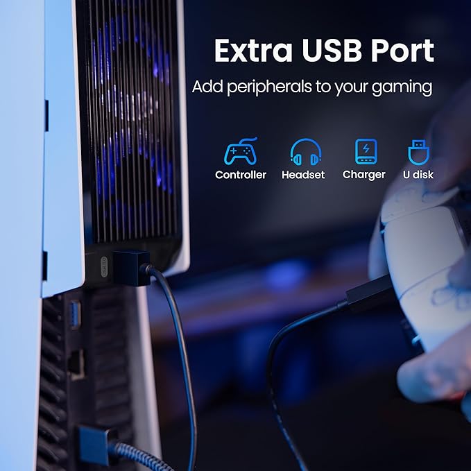 Wentylator chłodzący LED do PS5 – 3 wentylatory, USB 3.0, Plug & Play