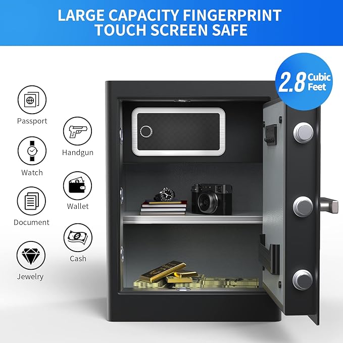 RPNB Biometric Safe 80L | Fingerprint + Code + 2FA | LED Lighting