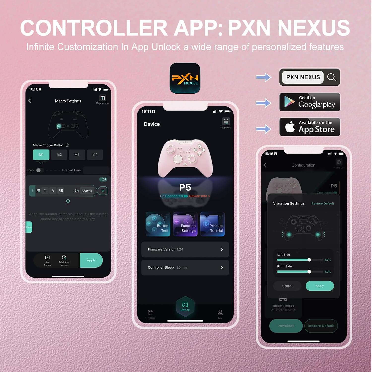 Kontroler bezprzewodowy PXN P5 – Hall Joystick, 3 tryby, 6-osiowy żyroskop