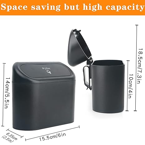 Car bin with lid – black