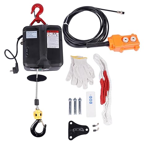 NEWTRY 3-in-1 Electric Winch 500 kg – Wireless Remote, 7.6 m Rope, 1500 W