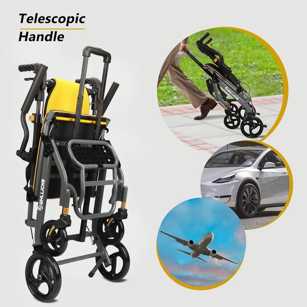 Foldable Wheelchair Lightweight 8.8 kg Aluminium Up to 100 kg Compact