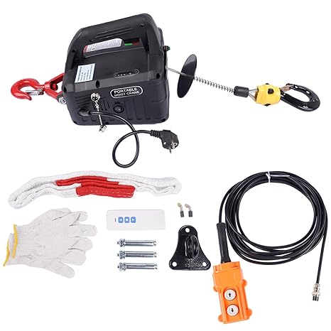 NEWTRY 3-in-1 Electric Winch 500 kg – Wireless Remote, 7.6 m Rope, 1500 W