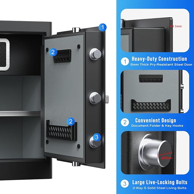 RPNB Biometric Safe 80L | Fingerprint + Code + 2FA | LED Lighting