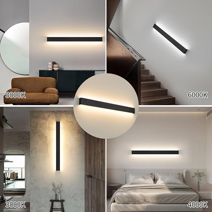 KUKAK LED Sconce 20W 66 cm – 3 color temperatures, up-down, black