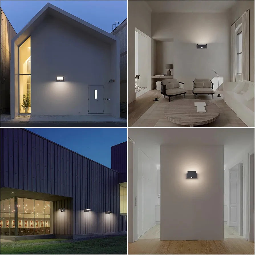24W Outdoor Wall Light with Motion Sensor, Waterproof IP65 LED Lamp for Entrance and Terrace – Black