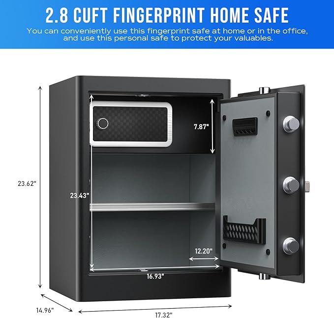 RPNB Biometric Safe 80L | Fingerprint + Code + 2FA | LED Lighting