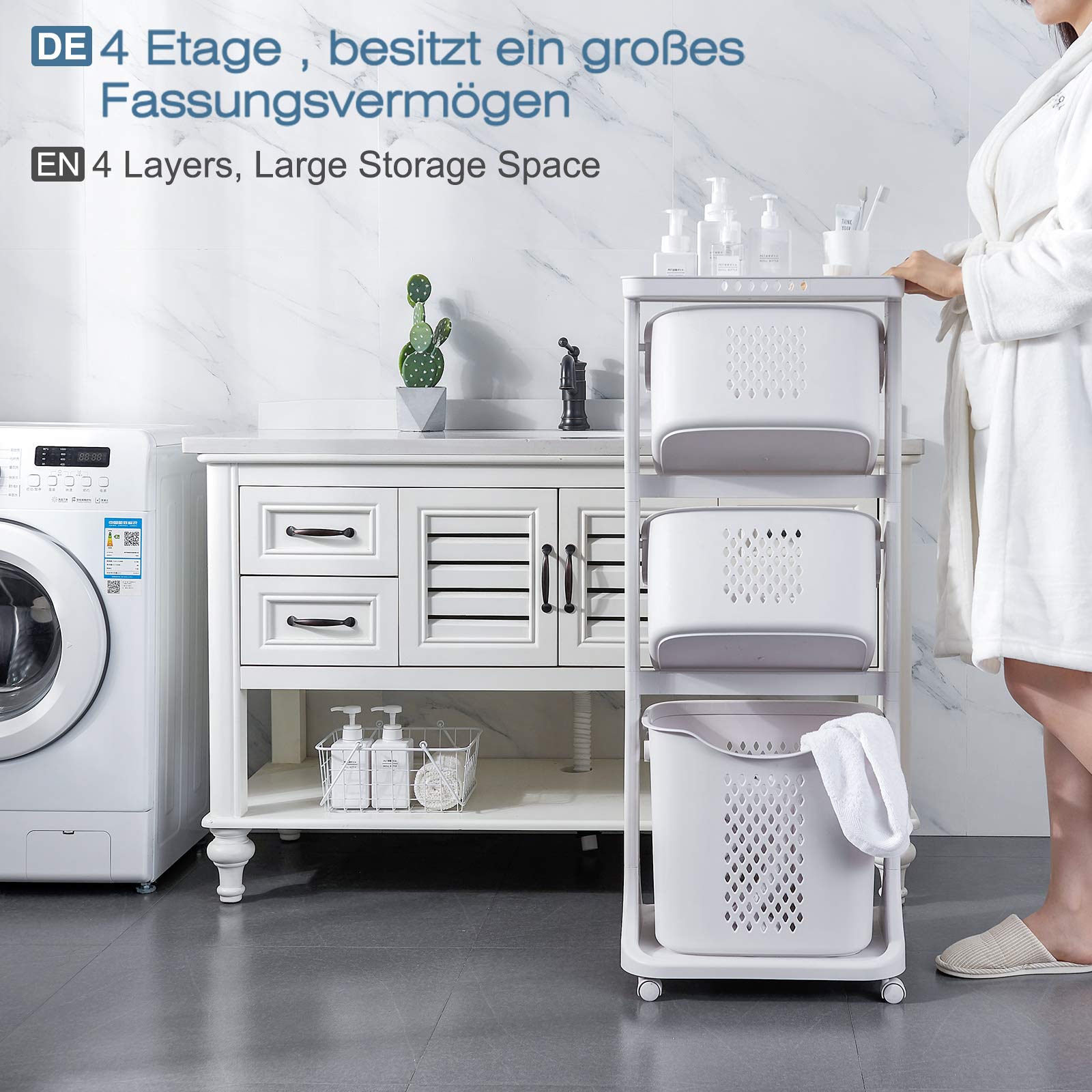 Yorbay Laundry Basket on Wheels - Tiered Sorter for Clothes and Toys