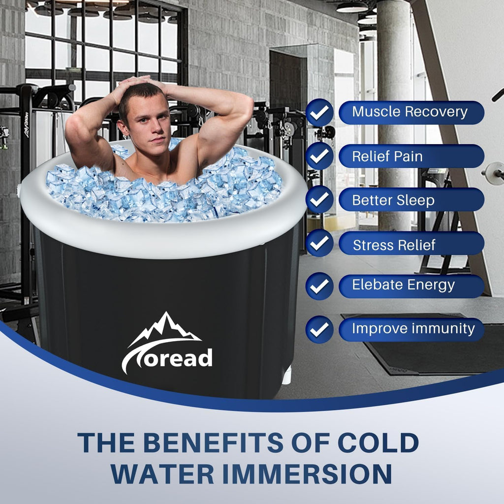 TOREAD XL Ice Bath Tub – Ø85cm, Foldable, Inflatable, Bag Included