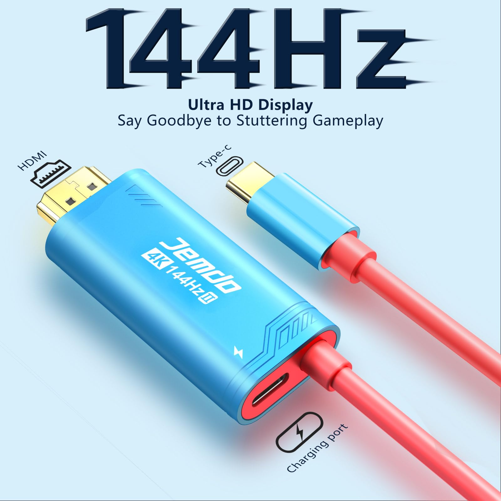 Switch Dock 2 HDMI Cable 4K 144Hz USB C Adapter – Blue