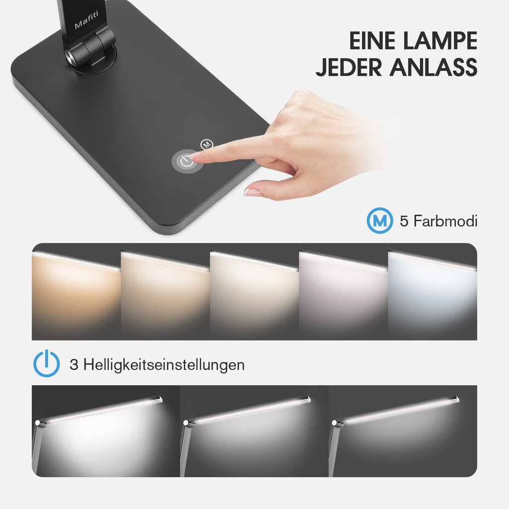 LED Desk Lamp – 15 Lighting Modes, USB Port, Flexible Arm