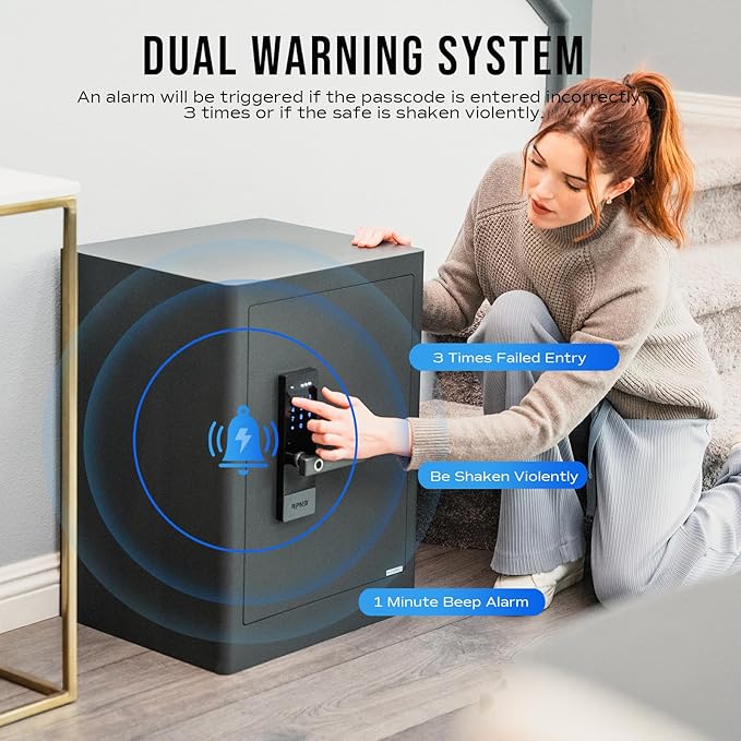 RPNB Biometric Safe 80L | Fingerprint + Code + 2FA | LED Lighting