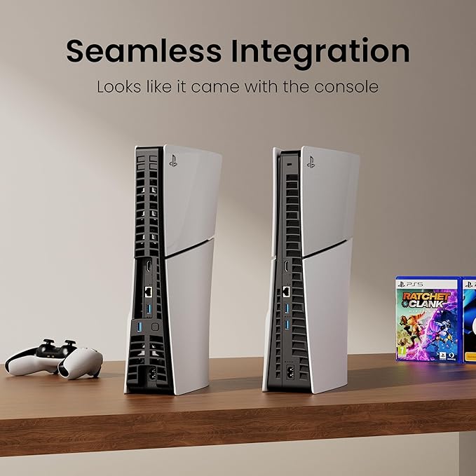 Wentylator chłodzący KIWIHOME do PS5 Slim – 4 wentylatory, USB 3.0, LED