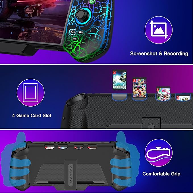 HELLCOOL Controller for Nintendo Switch with Hall Effect – RGB, 4 Game Card Slots, Plug&Play (Copy)