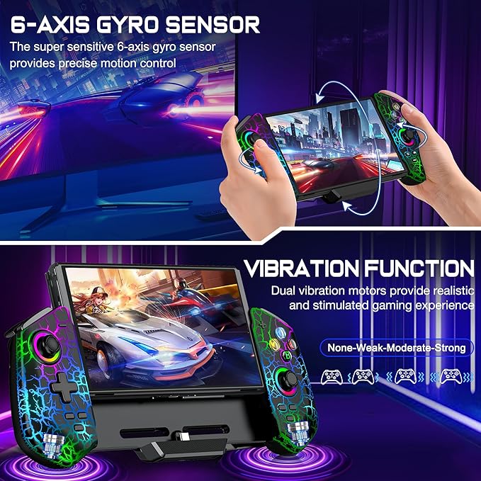 Kontroler do Nintendo Switch z Hall Effect – RGB, 4 Sloty na Gry, Plug&Play