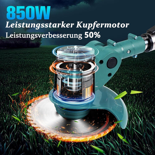 Akumulatorowa Podkaszarka do Trawy 850W – 4 Rodzaje Ostrzy, 2 Akumulatory 4000mAh
