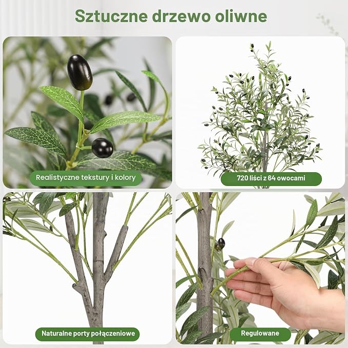 Sztuczne Drzewko Oliwne Drzewo Dekoracyjne Roślina 180cm Yoleo