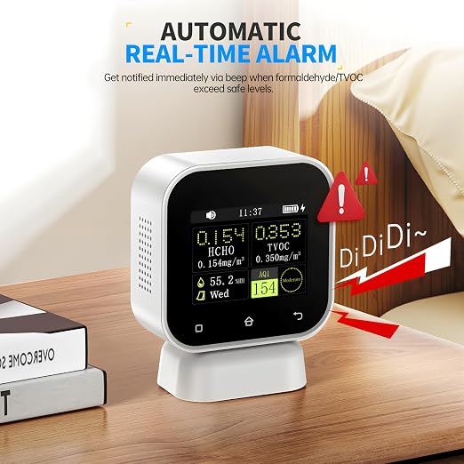 SFD-02 Monitor Jakości Powietrza, Detektor formaldehydu 4 w 1 z Ekranem Dotykowym – Detektor HCHO, TVOC, Temperatury i Wilgotności
