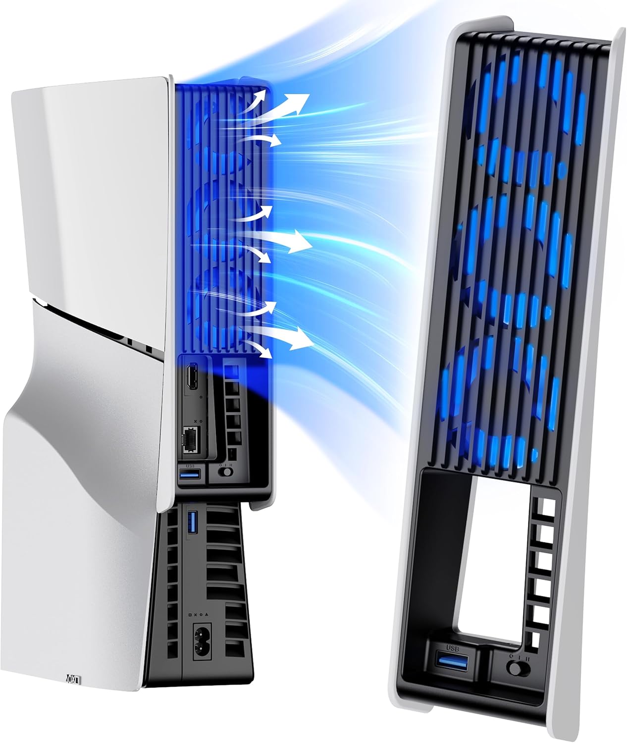 Wentylator chłodzący LED do PS5 Slim – 3 tryby, USB 3.0, Plug & Play
