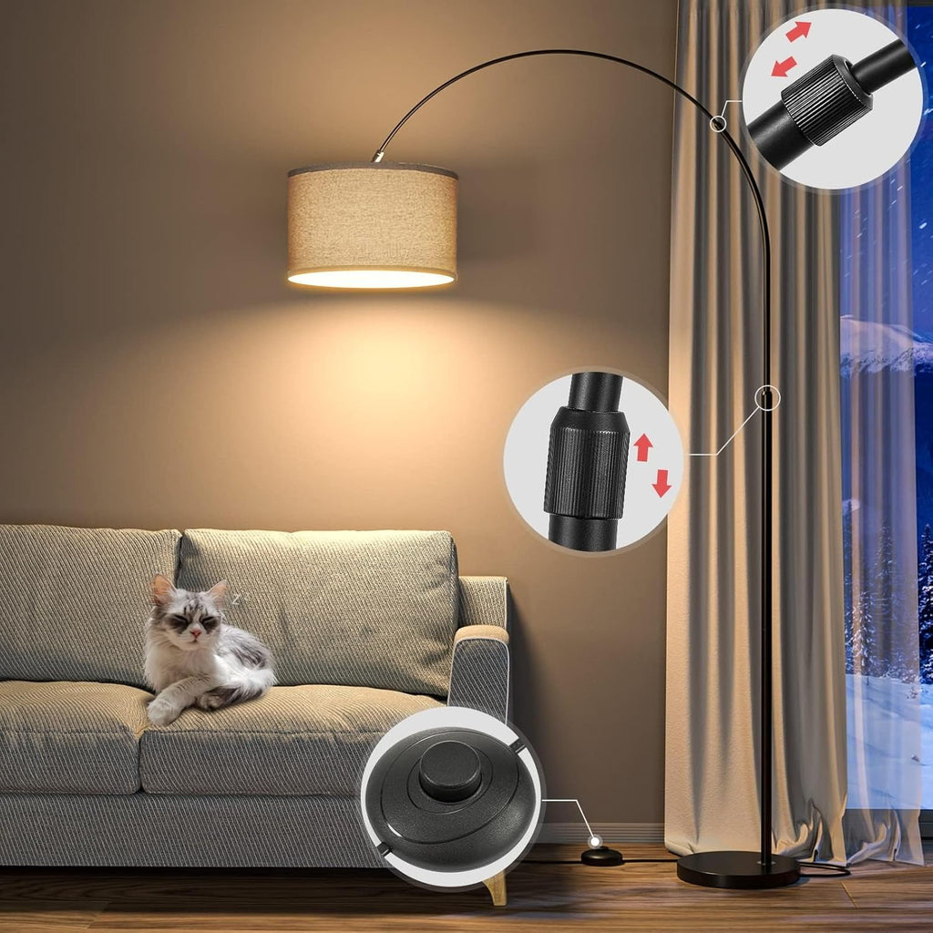 Telescopic arc floor lamp – 165–180 cm, 330° rotation, E27, foot switch