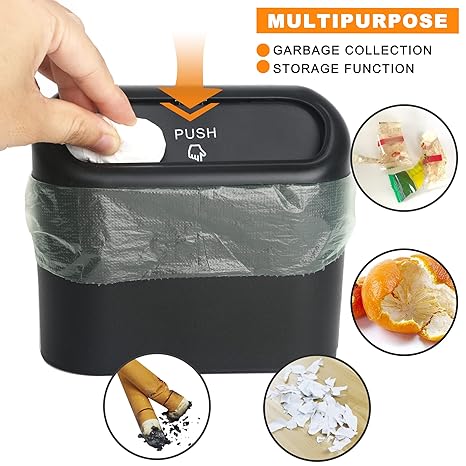 Car bin with lid – black