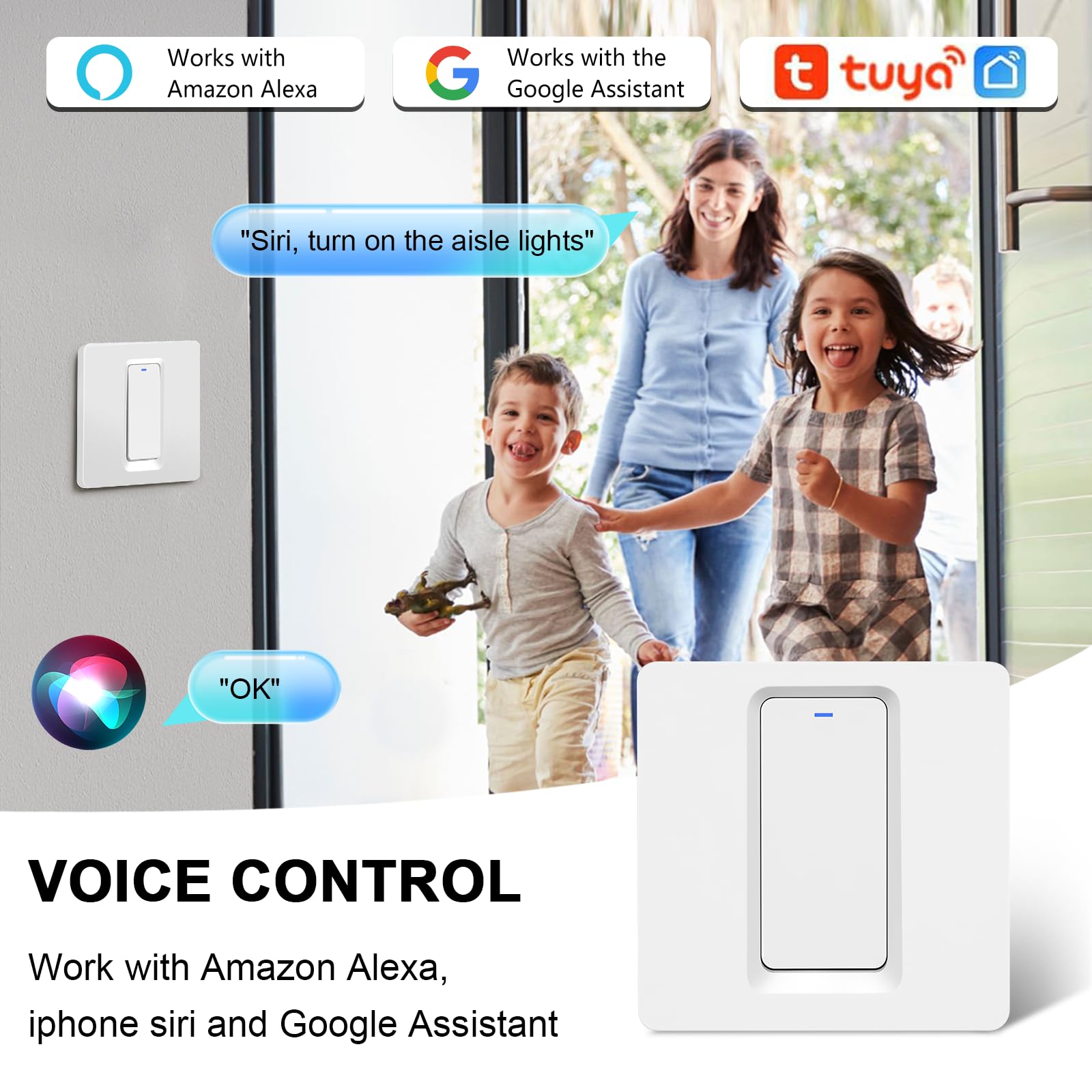 Smart Light Switch for Alexa Wi-Fi - Surface Mount 1 Gang