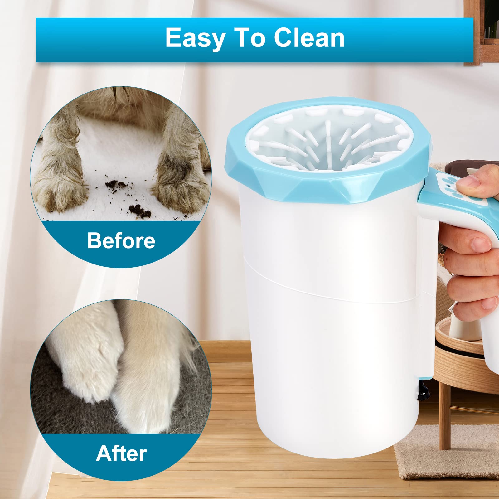 MYPIN Electric Dog Paw Cleaner, 2-in-1, Paw Washer with Soft Silicone Brush - Blue