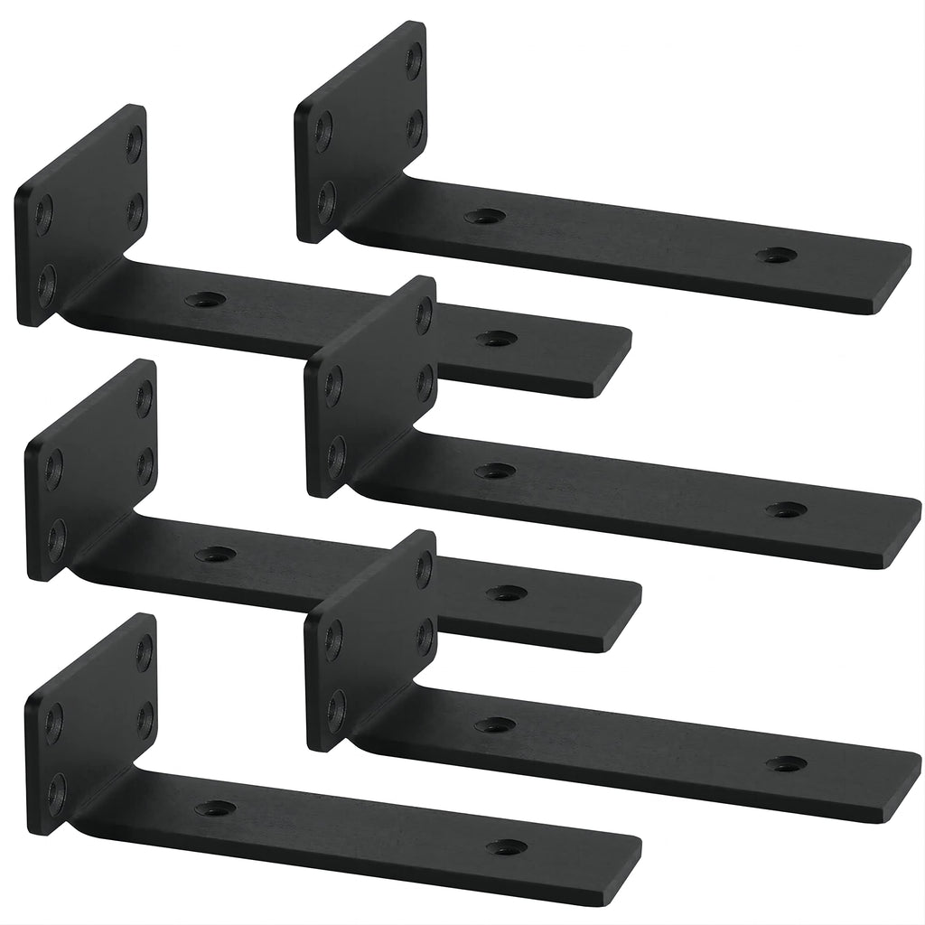 Reinforced 90° Metal Shelf Bracket for DIY – Black 200mm