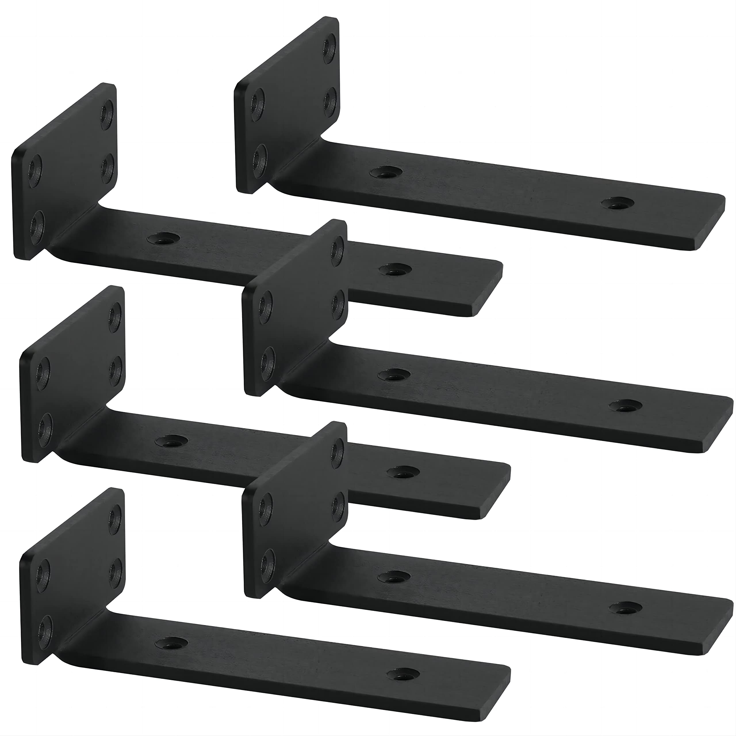 Reinforced 90° Metal Shelf Bracket for DIY – Black 200mm
