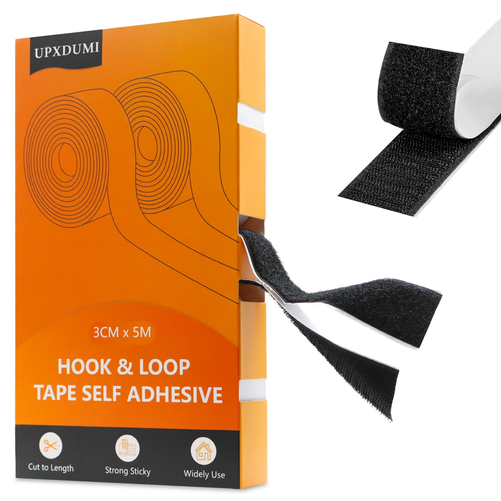 Extra Strong Self-Adhesive Velcro Tape - Black (50mm x 5m)