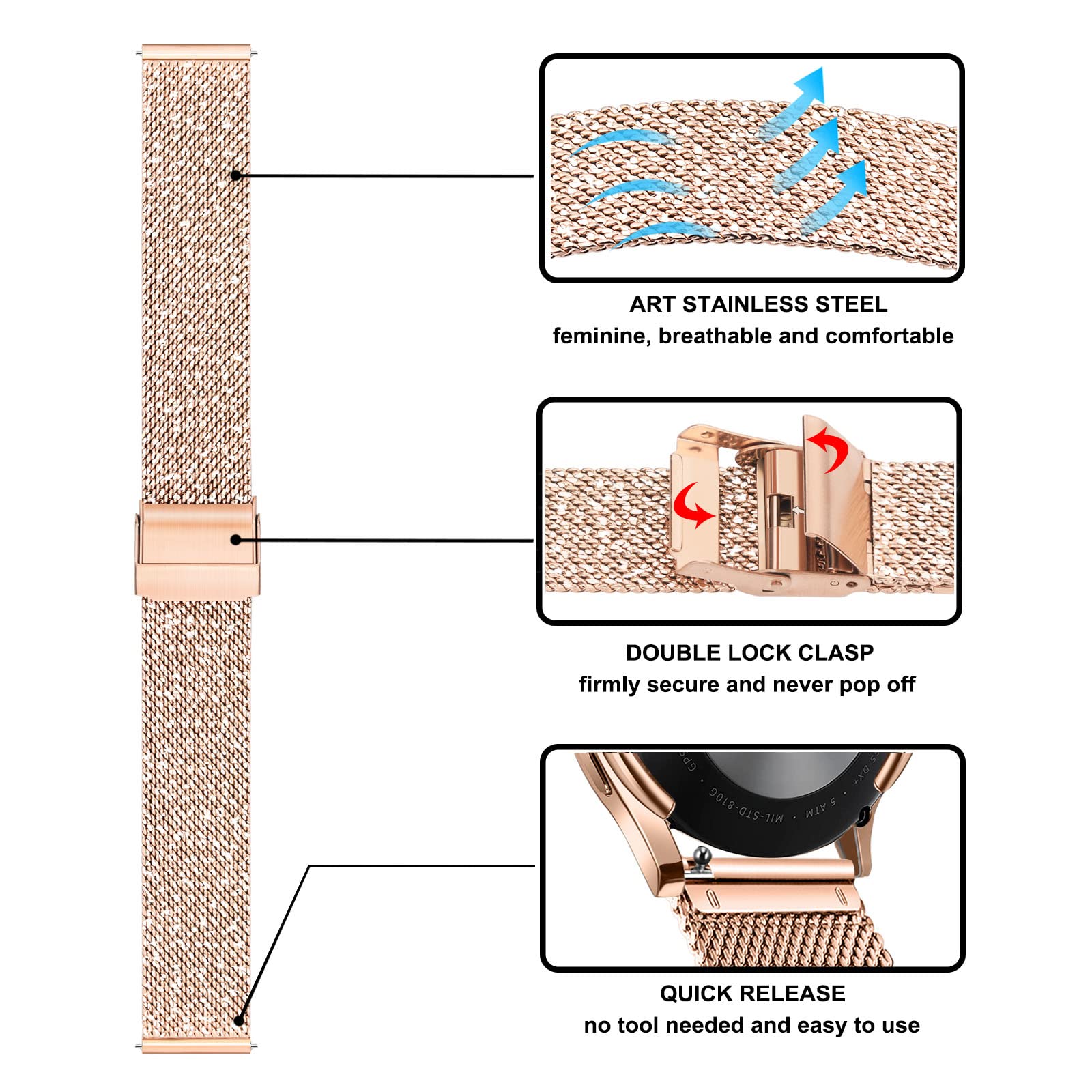 Mesh Stainless Steel Strap Compatible with Samsung Galaxy Watch 40mm – Silver
