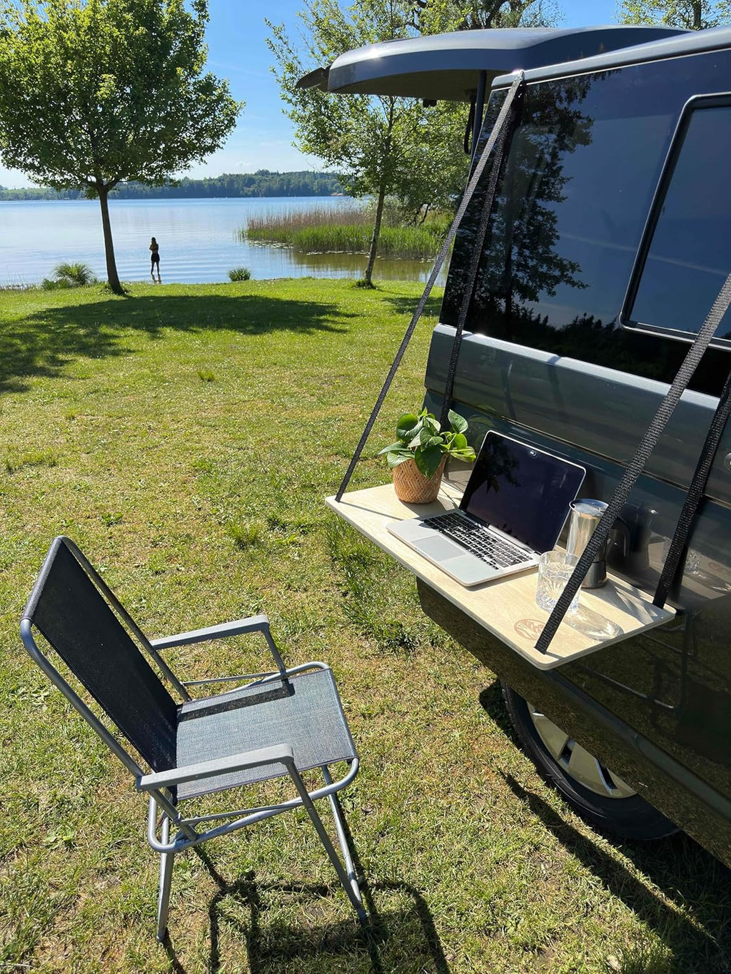 GLAMPTRAY Wiszący stół kempingowy 80x35 cm | Drewno brzozowe | Kamper, VW Bus