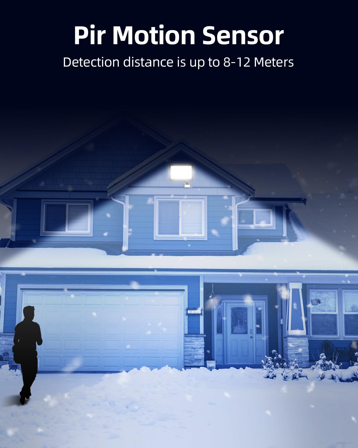 LED Floodlight with Motion Sensor 100W 10000LM Remote Control IP66 Waterproof – Cool White