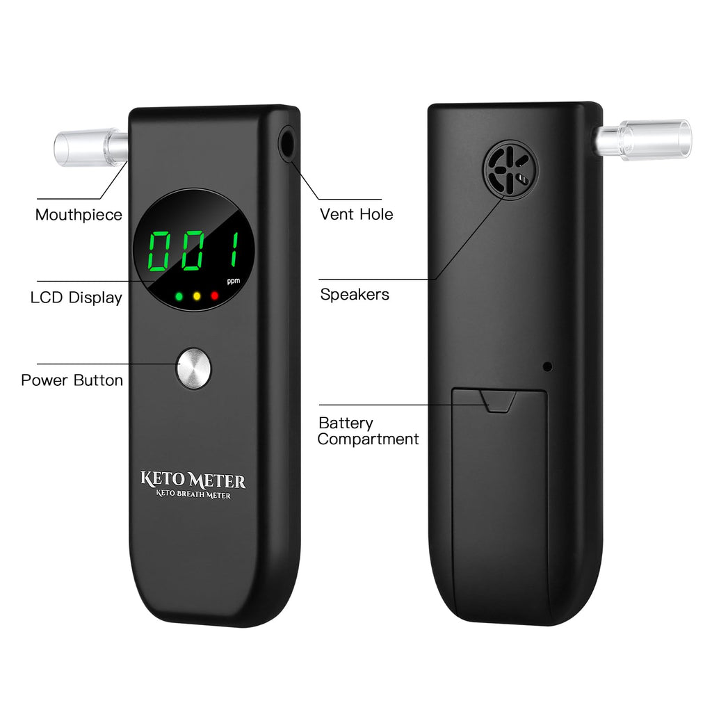 Ketone Testing Device Professional Ketosis Meter with 10 Replaceable Mouthpieces