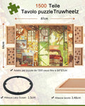 Obrotowy Stolik do Puzzli 1500 Elementów – Drewniany, Szuflady, Przenośny, 64x87cm